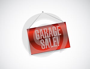 Garage sale red hanging banner illustration