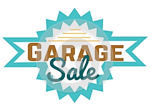 Garage sale sign advertising deals. Logotypes template with total sale vector illustration. Special offer and sell-out