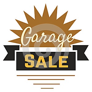 Garage sale sign advertising deals. Logotypes template with total sale vector illustration. Special offer and sell-out