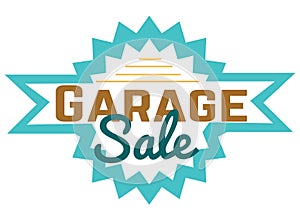 Garage sale sign advertising deals. Logotypes template with total sale vector illustration. Special offer and sell-out photo