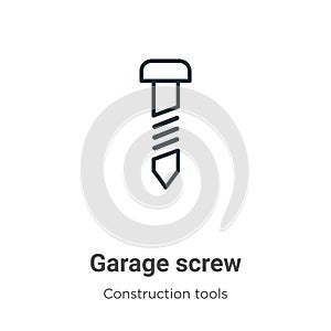 Garage screw outline vector icon. Thin line black garage screw icon, flat vector simple element illustration from editable tools