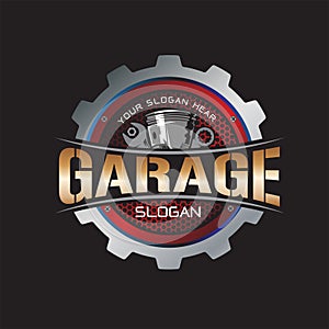 Garage service car logo template. Automotive logo design. vector illustration