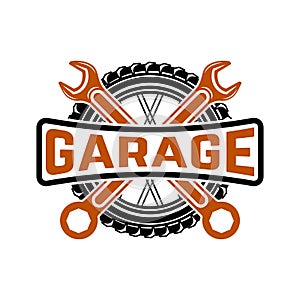 Garage. Service station. Car repair. Design element for logo, la