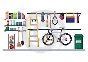 Garage storeroom. Vector illustration decorative design