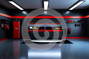 Garage upkeep and safety are depicted in a minimalist design focusing on regular maintenance practices and the importance of a photo