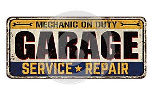 Garage vintage rusty metal sign