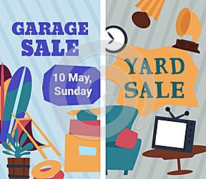 Garage and yard sale, buy unique second hand stuff
