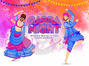 Garba Night party celebration poster or banner design.