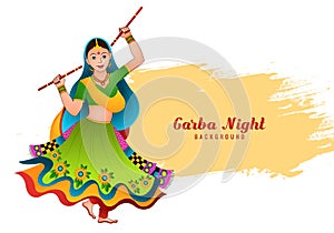 Garba night woman playing garba and dandiya celebration background