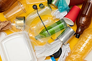 Garbage background. Sorting of garbage types. Concept of zero pollution and eco-friendly. Waste management concept