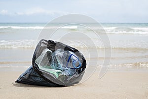 Garbage bag on the beach