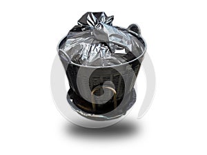 Garbage in bag for eliminate isolated on the white .