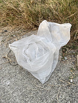garbage bag on the grass in the park