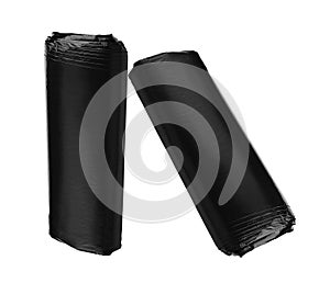 Garbage Bag Rolls Isolated. Trash Packages