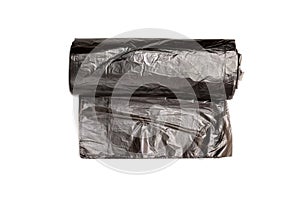 garbage bags of biodegradable eco plastic isolated on white background, care about the environment, biodegradable bags trashbags f
