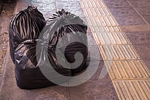 Garbage bags on the walkway