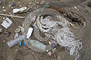 Garbage on a beach, Pacific Ocean
