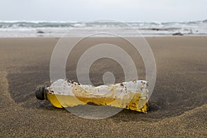 Garbage on a beach, PET bottle
