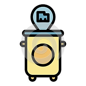 Garbage bin front view icon color outline vector