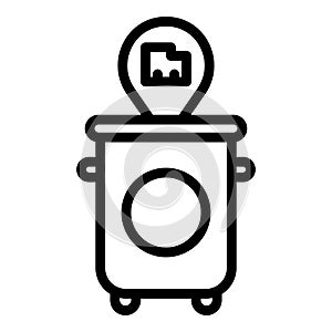 Garbage bin front view icon, outline style