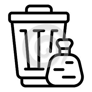 Garbage bin icon outline vector. Clean dirty floor