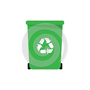 Garbage bin or trash can. Waste and rubbish recycling symbol. Vector illustration EPS 10