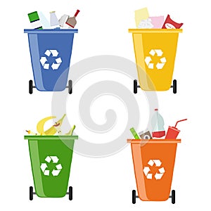 Garbage bins. Containers for different garbage. Separate collection of garbage.