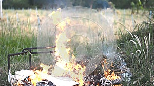 Garbage buring in field