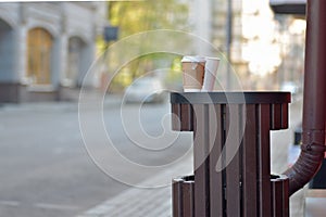 Garbage can, dustbin, rubbish-bin, Trashcan in park.