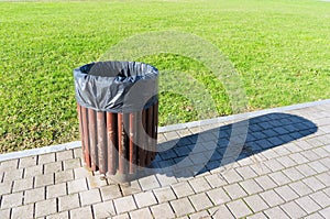 Garbage can in park