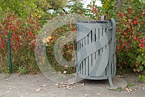 Garbage can in park