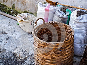 Garbage cans in bamboo crafts