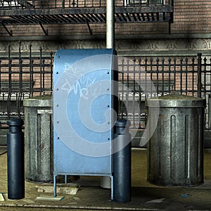 Garbage cans on the street photo