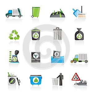 Garbage, cleaning and rubbish icons