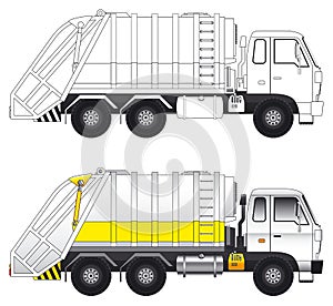 Garbage compactor truck vector