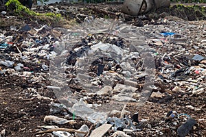 Garbage in construction site after destroy building