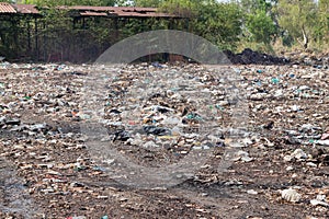 Garbage in construction site after destroy building
