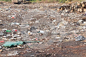 Garbage in construction site after destroy building