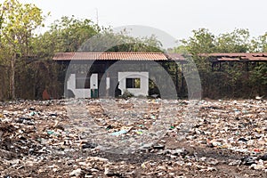 Garbage in construction site after destroy building