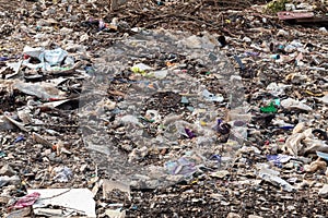 Garbage in construction site after destroy building