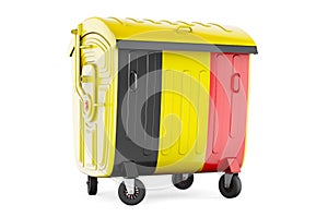 Garbage container with Belgian flag, 3D rendering