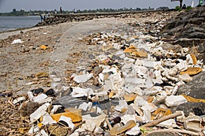 Garbage dumped on beach