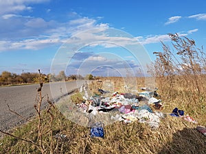 Garbage dumped on the side of the road