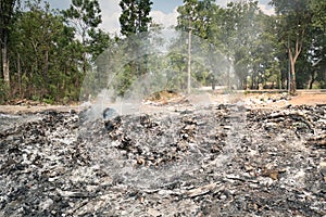 Garbage, fire burning in landfill, effects to environmental