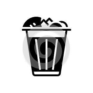 Black solid icon for Garbage, bin and dustbin