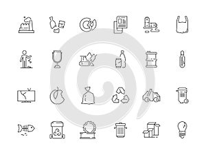 Garbage icon. Rubbish plastic and paper garbage recycle bins vector symbols