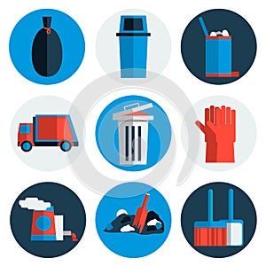 Garbage icons flat set