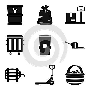 Garbage icons set, simple style