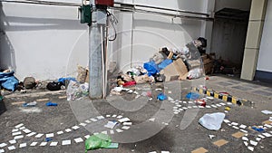 Garbage Left Outside A Building in Tagbilaran City, Bohol in Philippines