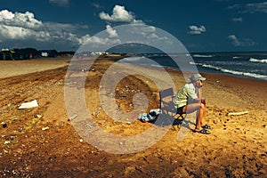 Garbage Left By Tourists On Beach, Leave The Coast Clean Environmental Pollution Concept